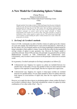 A New Model for Calculating Sphere Volume