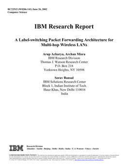 IBM Research Report