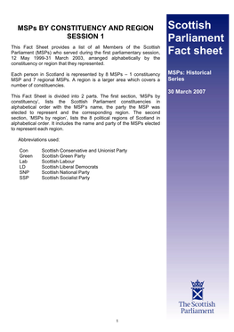 Msps by Constituency and Region