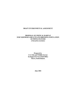 Draft Environmental Assessment Proposal Of