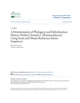 A Determination of Phylogeny and Hybridization History Within Clematis L. (Ranunculaceae) Using Actin and Nitrate Reductase Intr