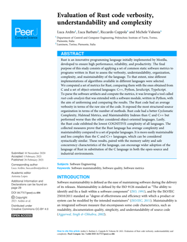 Evaluation of Rust Code Verbosity, Understandability and Complexity