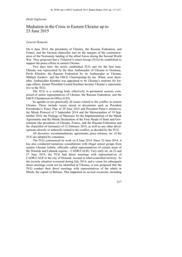 Mediation in the Crisis in Eastern Ukraine up to 23 June 2015