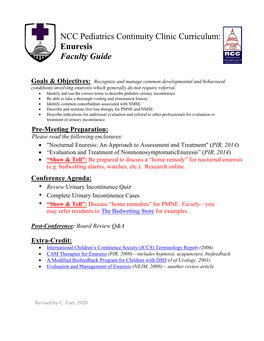 Enuresis Faculty Guide