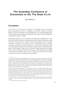 The Australian Conference of Economists at 40: the State It’S In