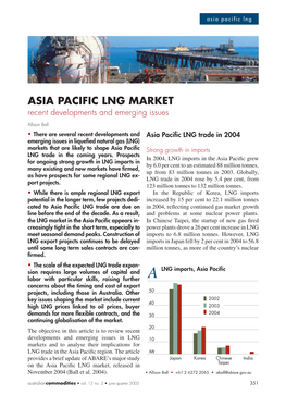 ASIA PACIFIC LNG MARKET Recent Developments and Emerging Issues