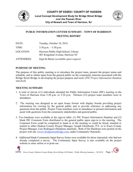 COUNTY of ESSEX / COUNTY of HUDSON Local Concept Development Study for Bridge Street Bridge Over the Passaic River City of Newark and Town of Harrison, NJ