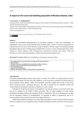 A Report on the Coral Reef Dwelling Polyclads of Nicobar Islands, India