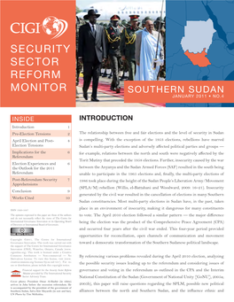 Security Sector Reform Monitor Southern Sudan January 2011 • No.4