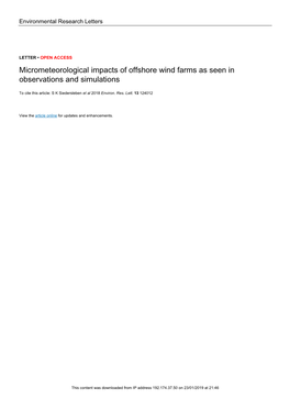 Micrometeorological Impacts of Offshore Wind Farms As Seen in Observations and Simulations