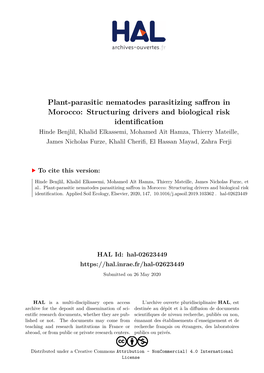 Plant-Parasitic Nematodes Parasitizing Saffron in Morocco