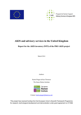 AKIS and Advisory Services in the United Kingdom