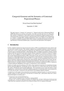 Categorial Grammar and the Semantics of Contextual Prepositional Phrases