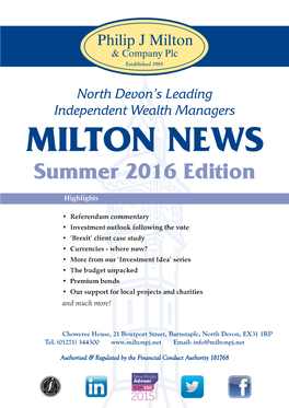 MILTON NEWS Summer 2016 Edition