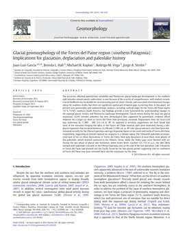 Glacial Geomorphology of the Torres Del Paine Region (Southern Patagonia): Implications for Glaciation, Deglaciation and Paleolake History