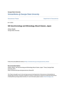 Silt Geochronology and Mineralogy, Mount Daisen, Japan