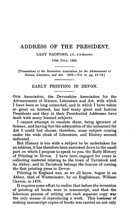 Address of the President