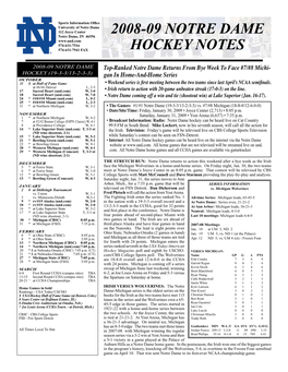 2008-09 Notre Dame Hockey Notes