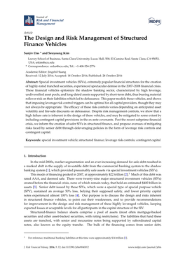 The Design and Risk Management of Structured Finance Vehicles