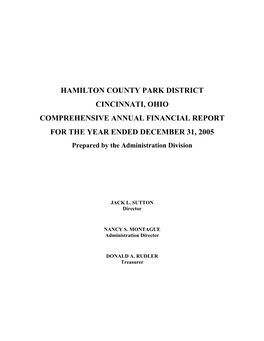 Hamilton County Park District Cincinnati, Ohio Comprehensive