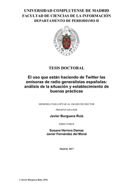 El Uso Que Están Haciendo De Twitter Las Emisoras De Radio Generalistas Españolas: Análisis De La Situación Y Establecimiento De Buenas Prácticas