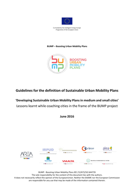 Guidelines for the Definition of Sustainable Urban Mobility Plans