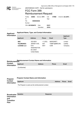 TV Broadcaster Relocation Fund Reimbursement Application