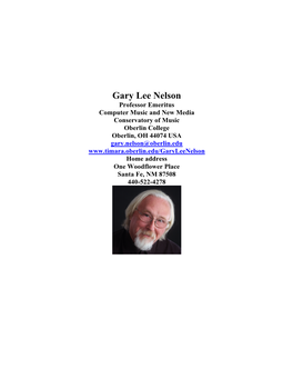 Gary Lee Nelson Vita 2012