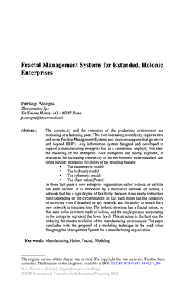 Fractal Management Systems for Extended, Holonic Enterprises