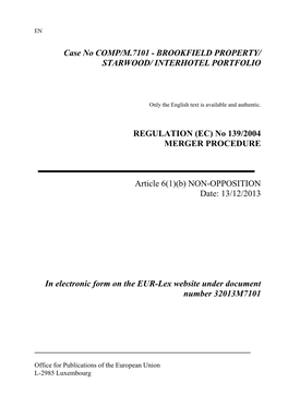 (EC) No 139/2004 MERGER PROCEDURE Article 6