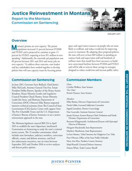 Justice Reinvestment in Montana Report to the Montana Commission on Sentencing