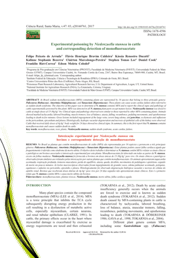 Experimental Poisoning by Niedenzuella Stannea in Cattle and Corresponding Detection of Monofluoroacetate