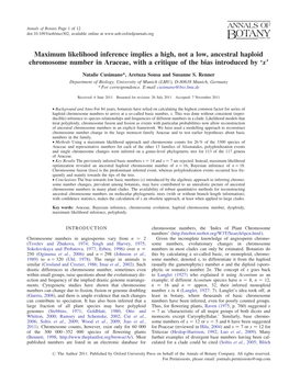 Maximum Likelihood Inference Implies a High, Not a Low, Ancestral Haploid Chromosome Number in Araceae, with a Critique of the Bias Introduced by ‘X’