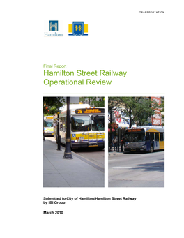 Hamilton Street Railway Operational Review