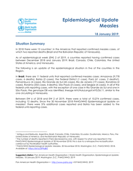 Epidemiological Update Measles