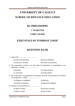 Essentials of Symbolic Logic