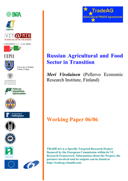 Russian Agricultural and Food Sector in Transition Working Paper 06/06