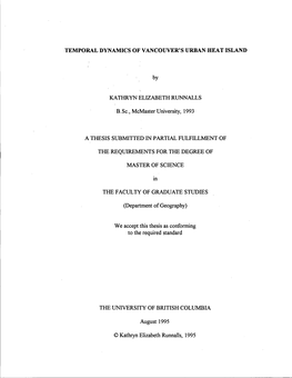 Temporal Dynamics of Vancouver's Urban Heat Island