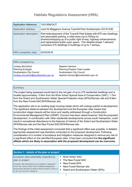 Habitats Regulations Assessment (HRA)