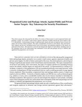 Weaponized Letter and Package Attacks Against Public and Private Sector Targets: Key Takeaways for Security Practitioners