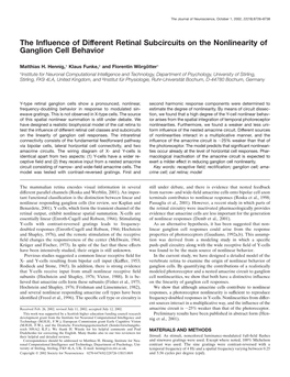 The Influence of Different Retinal Subcircuits on the Nonlinearity Of