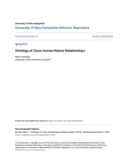 Ontology of Close Human-Nature Relationships