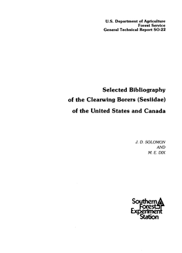 Selected Bibliography of the Clearwing Borers (Sesiidae) of the United States and Canada