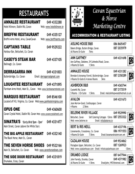 RESTAURANTS Cavan Equestrian