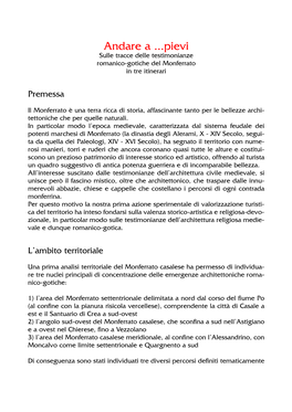 Andare a ...Pievi Sulle Tracce Delle Testimonianze Romanico-Gotiche Del Monferrato in Tre Itinerari