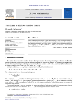 Thin Bases in Additive Number Theory