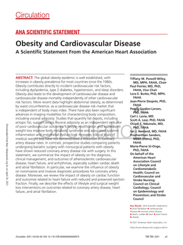 Circulation Obesity and Cardiovascular Disease