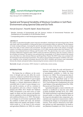 Spatial and Temporal Variability of Moisture Condition in Soil-Plant Environment Using Spectral Data and Gis Tools