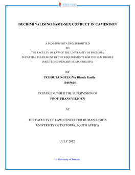 Decriminalising Same-Sex Conduct in Cameroon