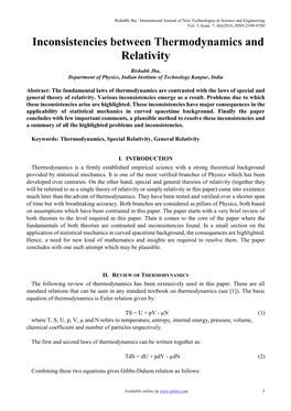 Inconsistencies Between Thermodynamics and Relativity